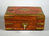 Brass Banded Wooden Box with Key