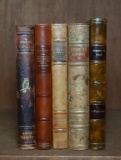 Lot of Five Handsome Leather Bound Antiquarian Books, Swedish Titles