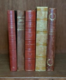 Lot of Five Handsome Leather Bound Antiquarian Books, Swedish Titles