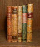 Lot of Five Handsome Leather Bound Antiquarian Books, Swedish Titles