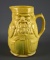 Antique English Yellow Creamware Relief Molded Character Pitcher Toby / Falstaff