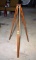 Antique Surveyor's Folding Transit Wooden Tripod Stand, Brass Hardware