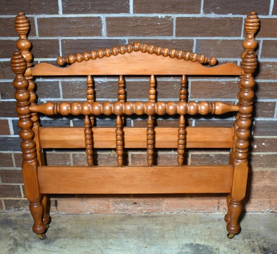 Antique Heirloom Jenny Lind Maple Turned Post & Spindle Twin Bed, Caster Feet, Lots 38 & 39 Match