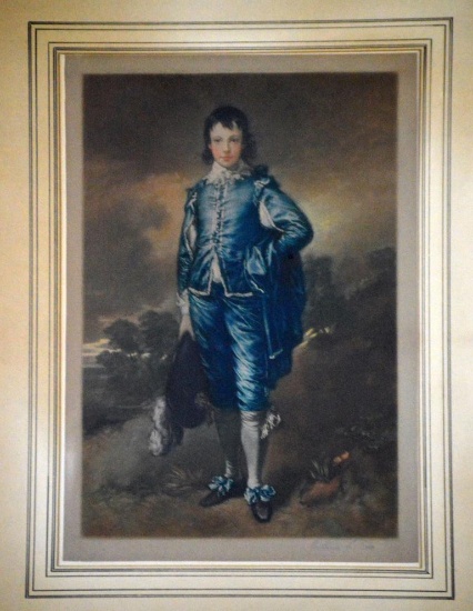 Early 20th C. Color Mezzotint, after T. Gainsborough “The Blue Boy” by A. Cox