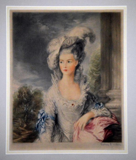 Early 20th C. Color Mezzotint, after T. Gainsborough, “Mrs. Graham” by S. Wilson
