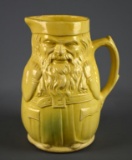 Antique English Yellow Creamware Relief Molded Character Pitcher Toby / Falstaff