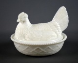 Vintage Westmoreland Milk Glass Nesting Hen Covered Bowl