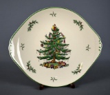 Spode England Christmas Tree Handled Cake Plate with Original Box