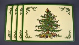 Set of 4 Pimpernel for Spode Christmas Tree Cork Bottomed Placemats with Original Box