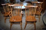 Set of 4 Vintage Maple Windsor Dining Chairs with Brace Back