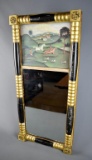 Antique Federal Period Mirror with Hunt Scene, Provenance on Back