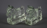 Pair of Vintage Pressed Glass Terrier Bookends