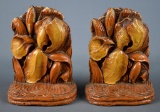 Pair of Vintage Chalkware Iris Bookends