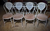 Vintage White Enameled Wrought Iron Chairs with Seat Cushions