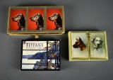 Lot of Three Sets of Playing Cards Tiffany Glass & Two Dogs