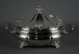 Holman Silver Quadruple Plate Casserole Server with Enameled Liner