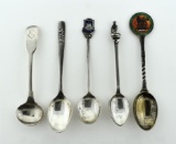 Lot of 5 Sterling / Continental Silver Collector Spoons