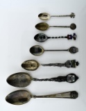 Lot of 7 Destination Sterling Silver Collector Spoons