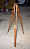 Antique Surveyor's Folding Transit Wooden Tripod Stand, Brass Hardware