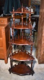 Antique Victorian Style Five Shelf Corner Stand or Small Etagere