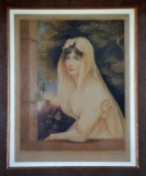 Early 20th C. Color Mezzotint, after J. Hoppner “Lady Mulgrave” by C. James