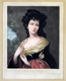 Color Mezzotint, Auburn Haired Lady by E Hubbard