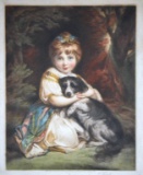 Early 20th C. Color Mezzotint, after J. Reynolds “Miss Nancy Bowles,” by E. Gulland