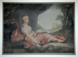 Early 20th C. Color Mezzotint, after J. Nattier “Adelaide De France as Diana” by W. Henderson