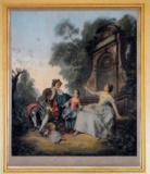 Early 20th C. Color Mezzotint, after N. Lancret “The Garden Party” by T. Crawford