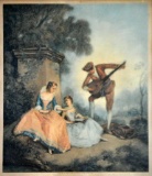 Early 20th C. Color Mezzotint, after N. Lancret “The Music Lesson” by T. Crawford