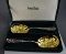 Pair of Neiman Marcus Godinger Silver Plate Gilt Lined Bowl Repousse Berry Spoons