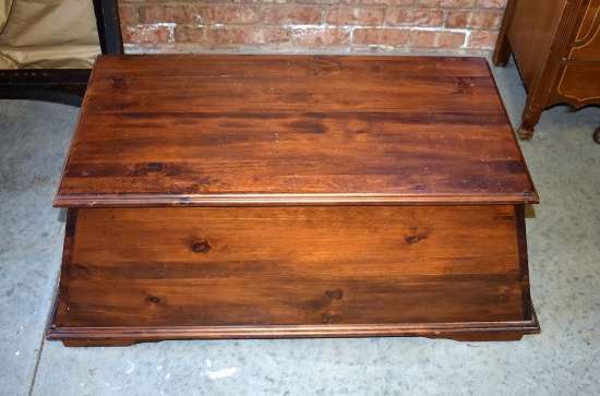 Vintage Slant-Sided Cedar Trunk with Brass Handles