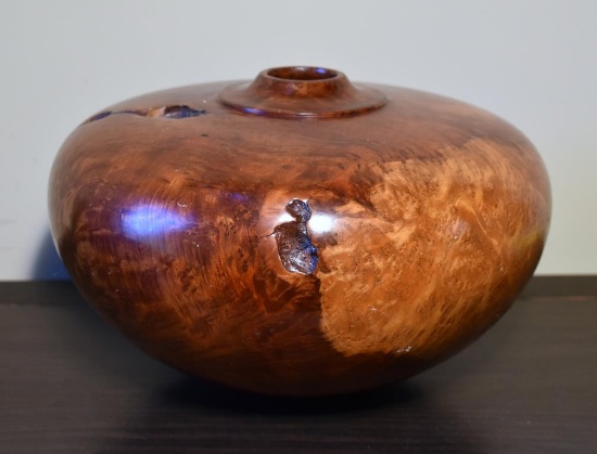 Hawaiian Koa Wood Large Carved Bowl Vase