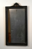 Vintage Floral Motif Dark Stained Wood Rectangular Wall Mirror