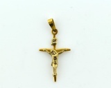 14K Yellow Gold Cross Charm, 1”