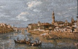 Printed Tapestry of  Venetian Canal Scene, Framed