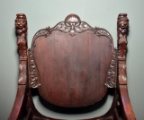 Antique RJ Horner Lions Head Carved Throne Chair