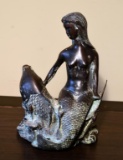 Bronze Little Mermaid on Fish Figurine