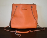 Donna Karan DKNY Leather Shoulder / Messenger Bag, Dusky Orange