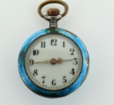 Antique Small Guilloche Enameled Pocket Watch