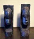 Pair of Wooden Tribal Head Bookends