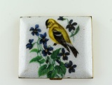 Guilloche Enameled Goldfinch Makeup Compact