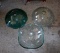 Lot of 3 Green Glass Sink Bowls