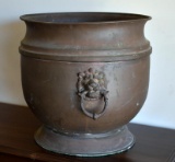 Vintage Lion's Head Brass Pot