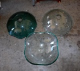 Lot of 3 Green Glass Sink Bowls