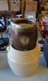 Lot: Humidor and Old pottery Crock w/ No Lids