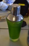 Green Satin Glass Cocktail Shaker