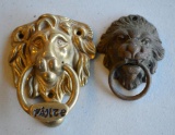 Two Metal DoorKnockers, Lion's Heads