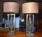 Pair of Prominent Contemporary Arcature Style Sideboard Lamps, Flame Design