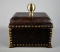 Decorative Leather Finish Lidded Box, Nailhead Trim